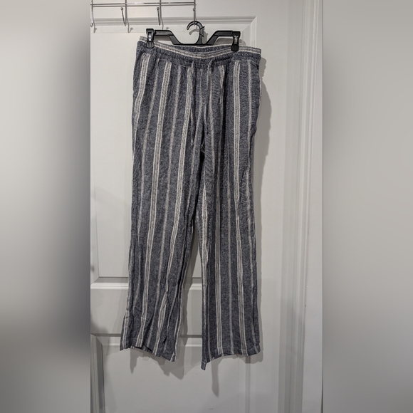 Old Navy Pants - Old Navy Blue and White Striped Straight Leg Pants